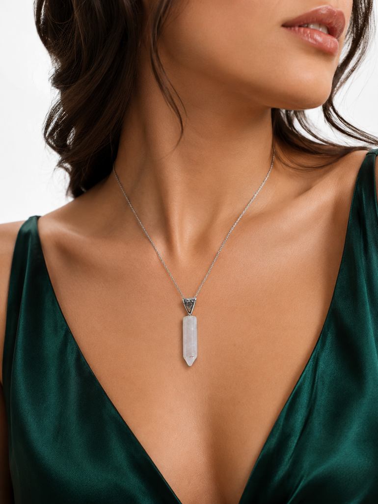 Dije Punta Generadora Cuarzo Rosa Símbolo Celta Plata 950
