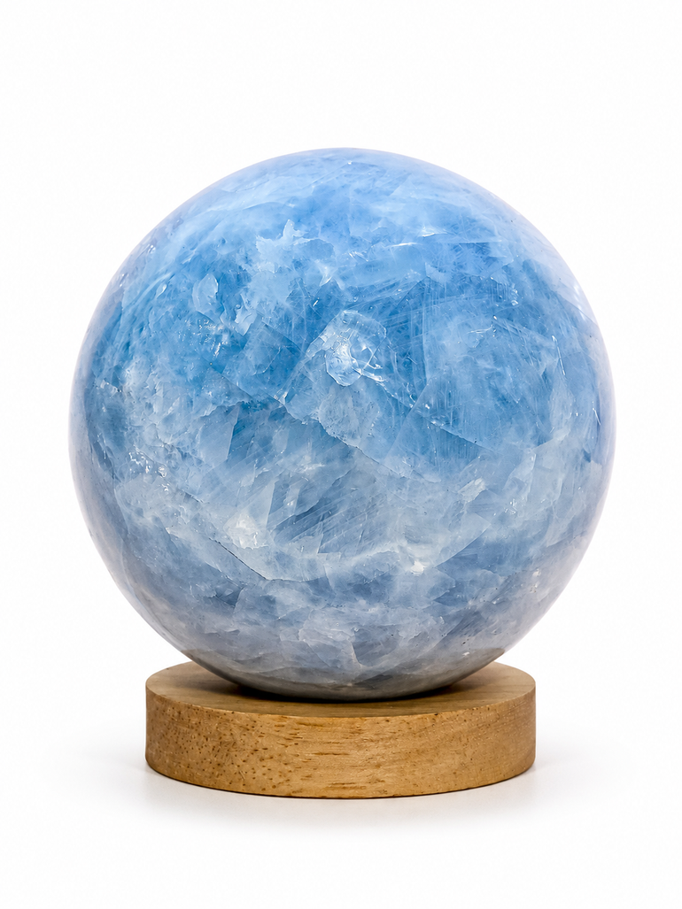 Esfera de Calcita Azul Natural Pulida 1,4 kg
