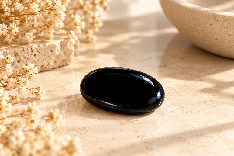 Rodado de Obsidiana Negra Natural Pulido 25g