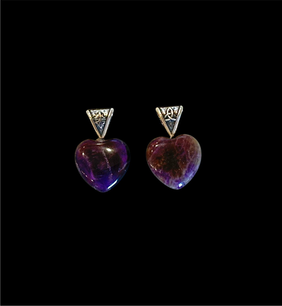 Dije corazon de amatista natural pulida simbolo celta plata 950 de prismática