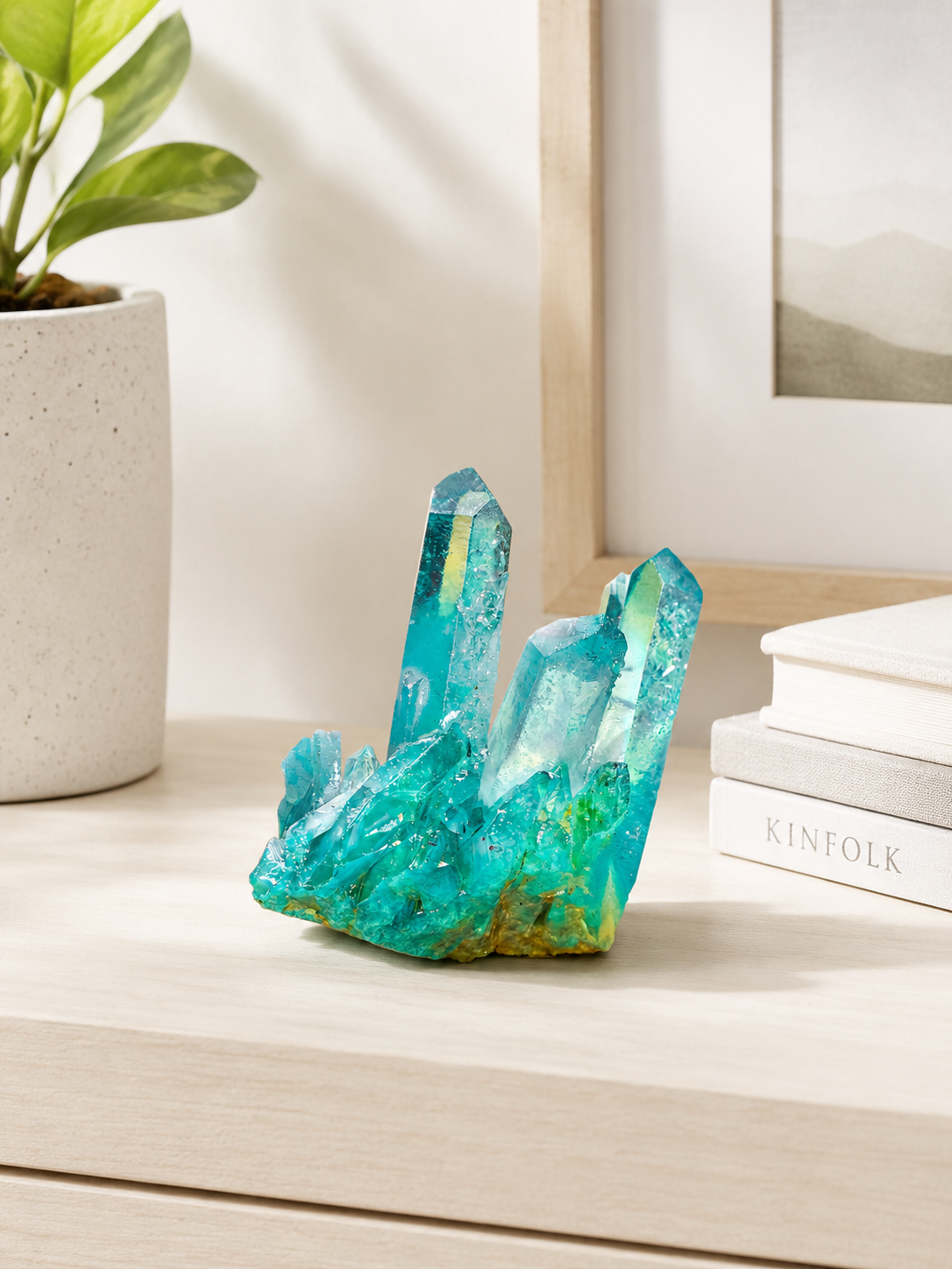 Drusa de cuarzo aqua aura natural de prismática
