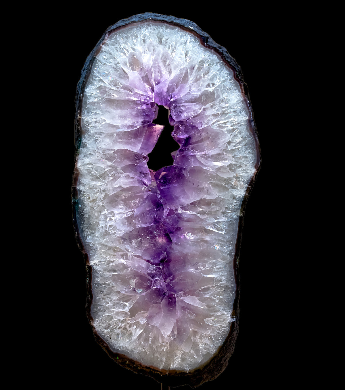 Portal de amatista ovalado con base de hierro 6,1 kg de prismática
