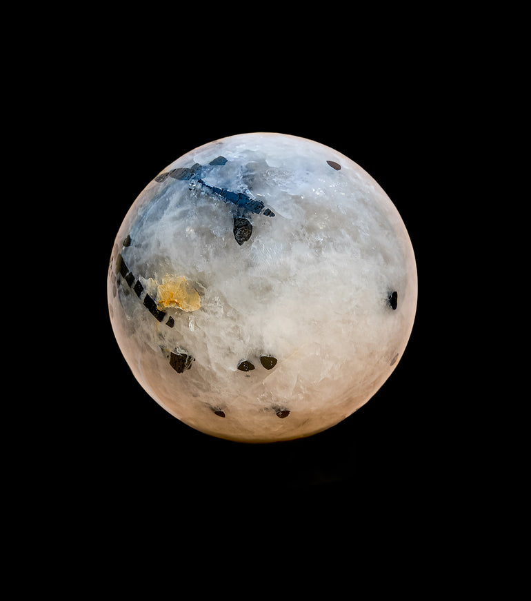 Esfera de Cuarzo con Turmalina Negra Natural Pulida